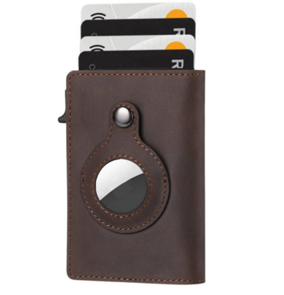 SLEEK AIRTAG WALLET - Anti Theft Bullet Card Bag Multi-functional Rfid Card Holder Men's Leather Slim Wallets