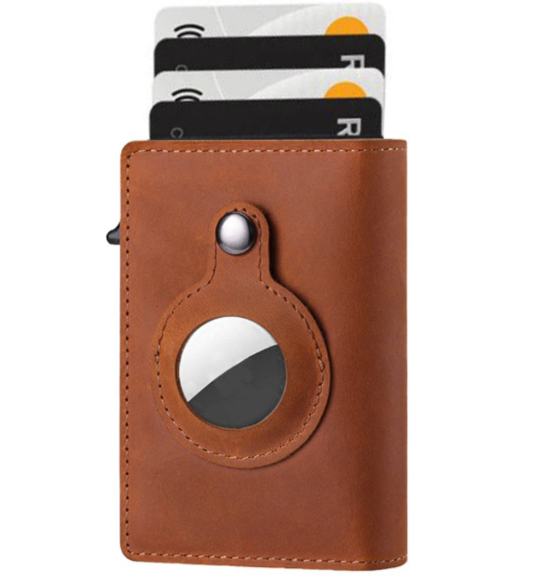 SLEEK AIRTAG WALLET - Anti Theft Bullet Card Bag Multi-functional Rfid Card Holder Men's Leather Slim Wallets