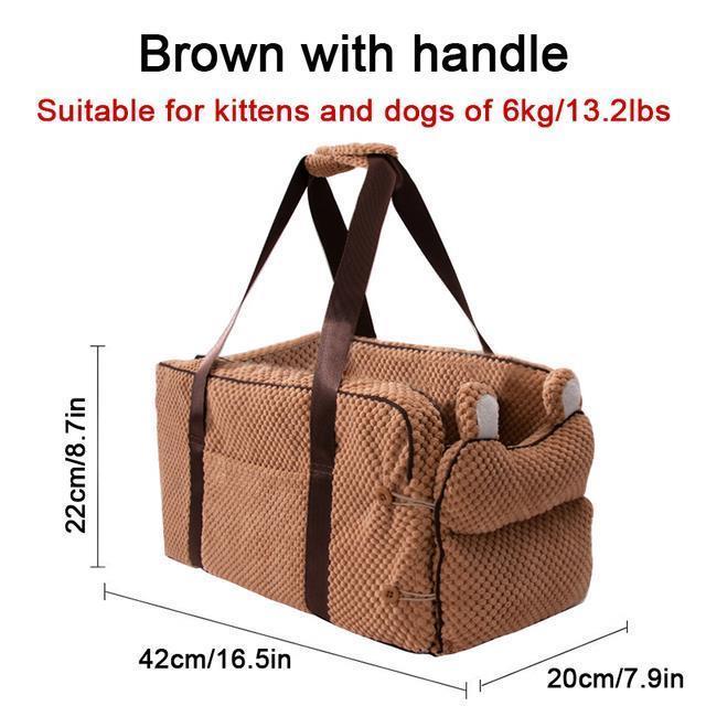 FUR FRIENDS CARRIER  - Portable Cat/Dog transport protector Bed With optional Handle , Car Safety Pet Seat, Variety of colours, same sizes 42x20x22cm